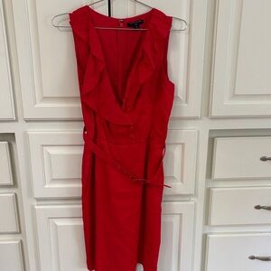 Banana Republic Elegant Red Ruffled Dress